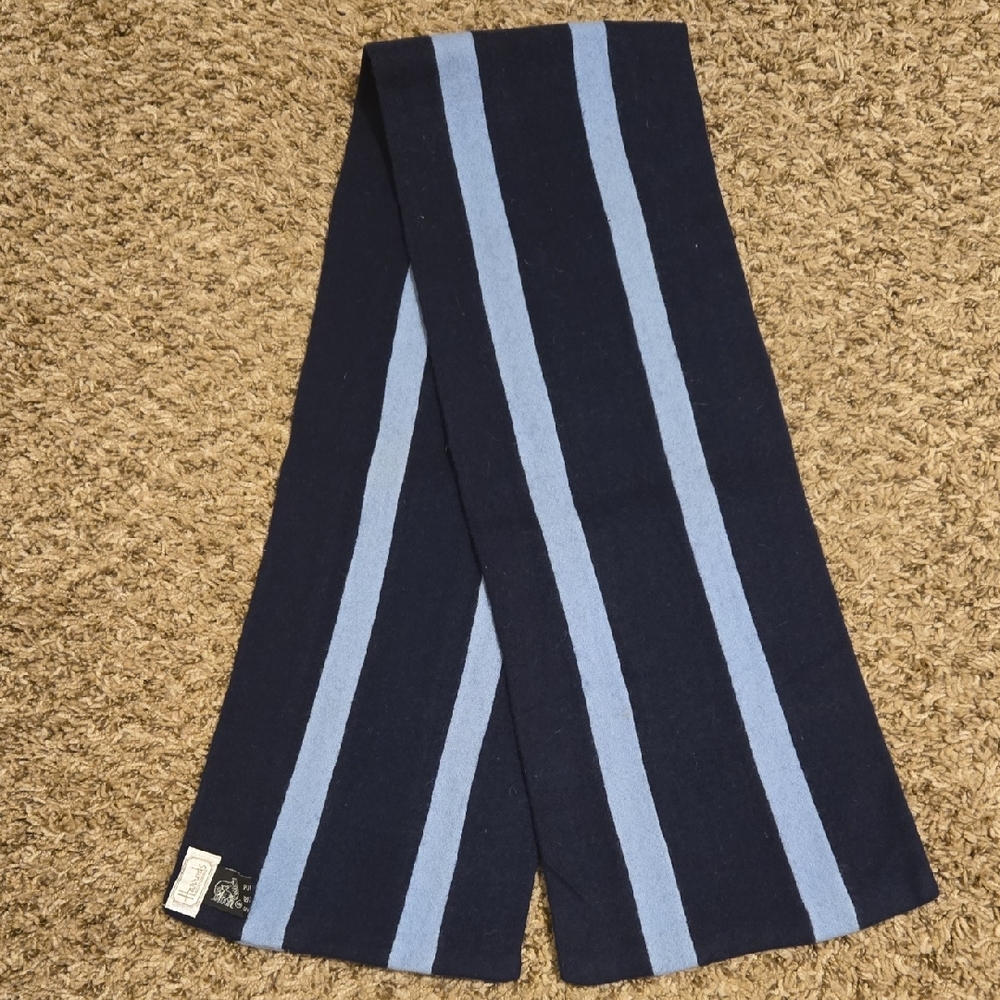 Harrods Dark Blue and Light Blue Wool Scarf